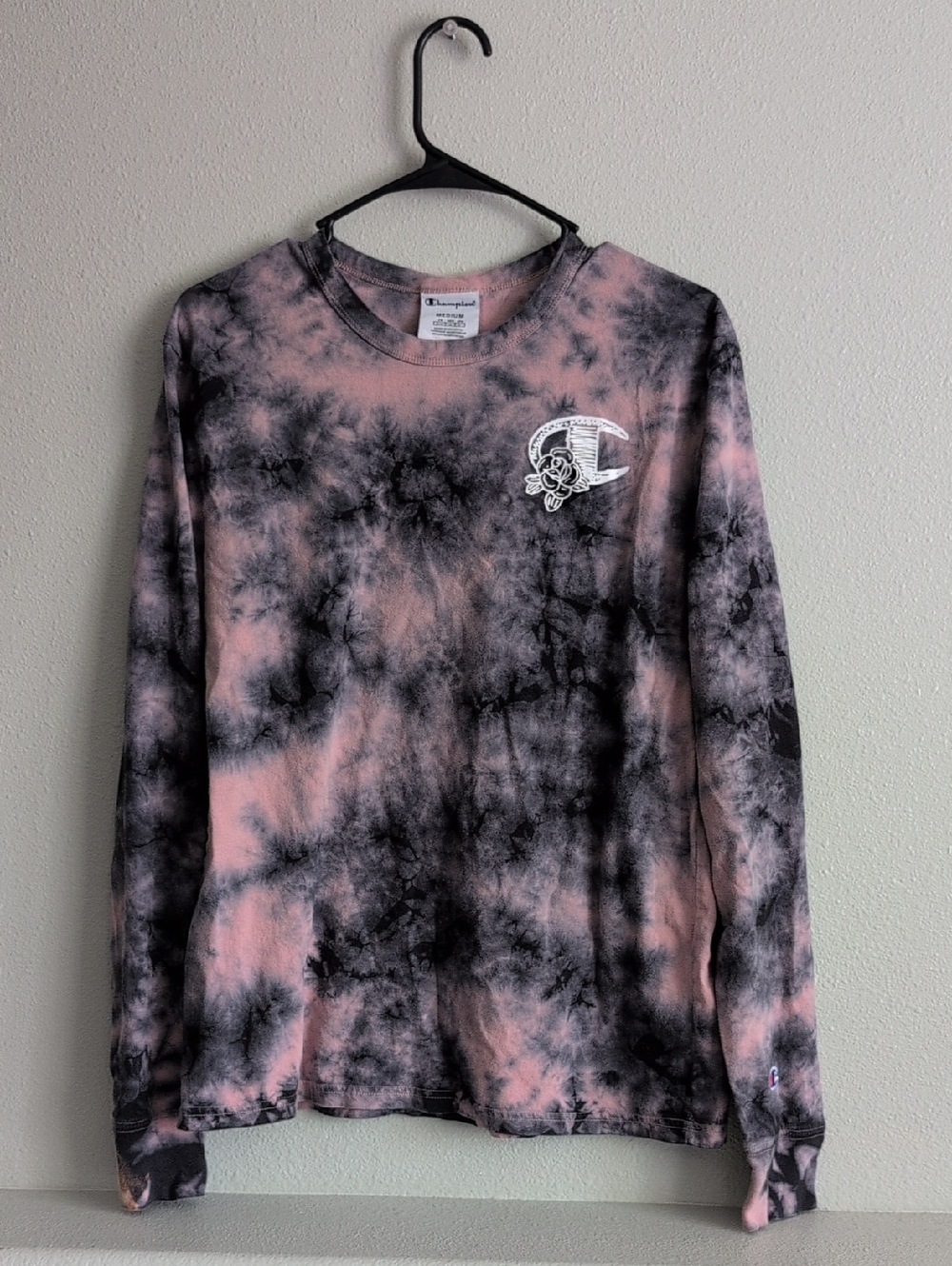 Champion Pink & Black Tie-Dye Longsleeve Tee